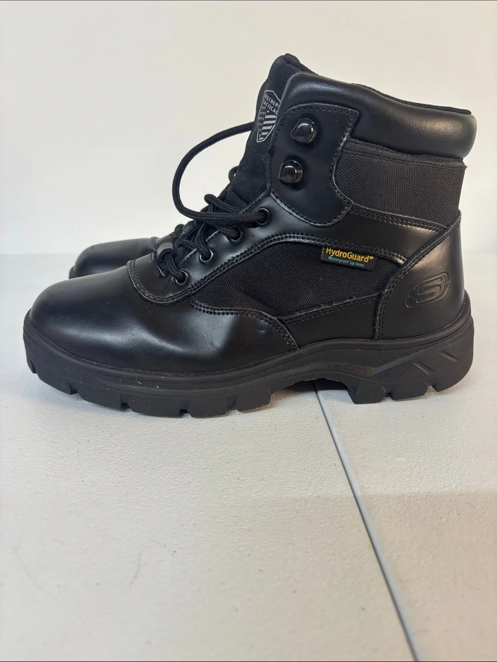 Skechers Men’s Black HydroGuard Lace-Up Tactical Boots